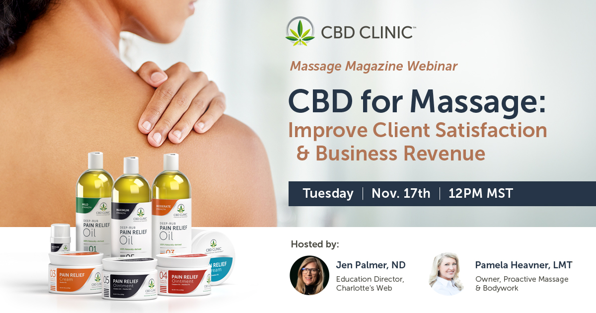 CBDClinic's tweet photo. 🌱 High quality, active pharmaceuticals (APIs) + CBD for Massage 🌱

Register here for tomorrow's webinar, hosted by our partners at @massagemag: https://t.co/tfMFueBJt0 https://t.co/H44OBPZMf3