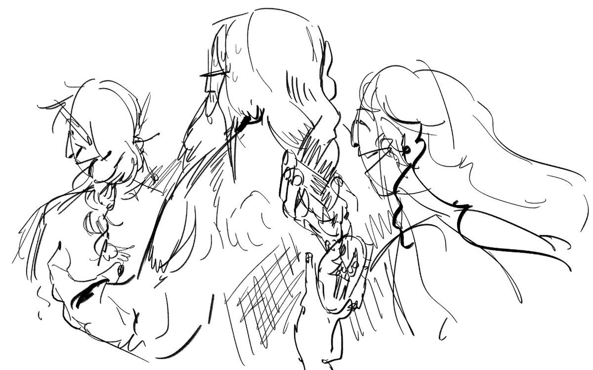 followup to that hair braiding drawin from awhile ago: it actually happened last session 