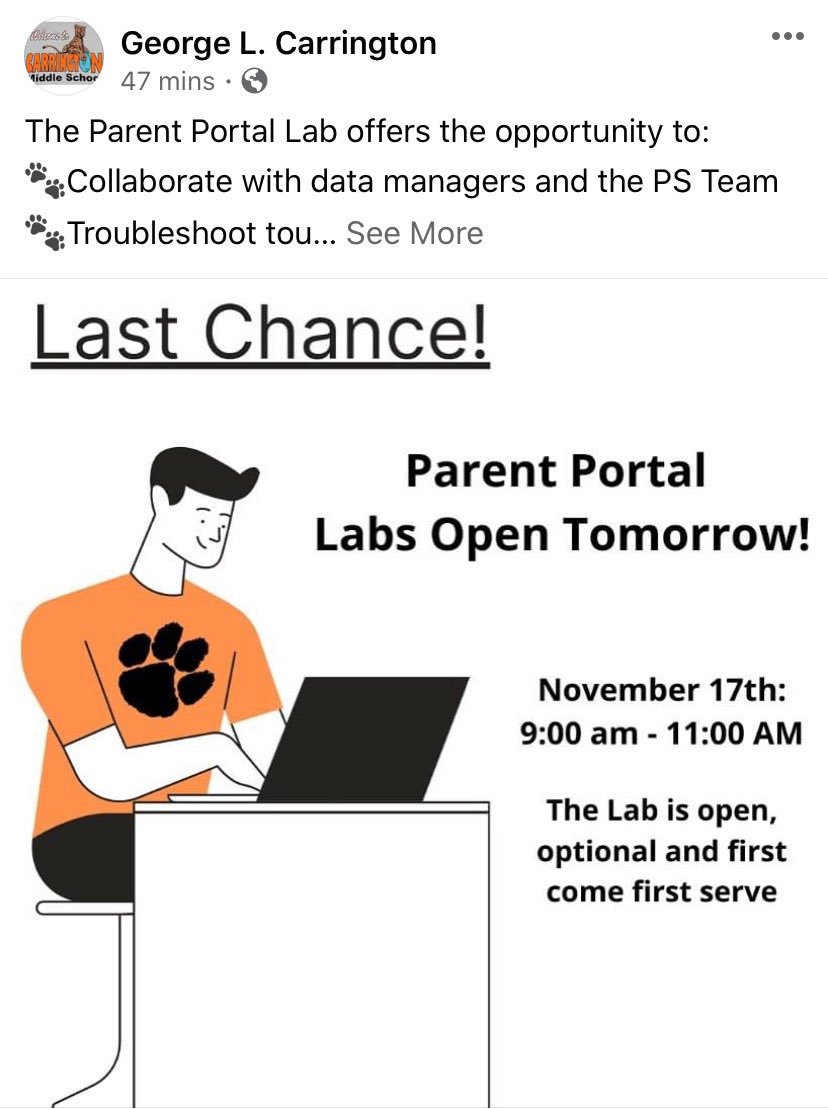 cmschorus2020's tweet photo. Tomorrow Tuesday November 17th the parent portal labs will open from 9:00 AM to 11:00 AM
It is first come first serve so make sure to be as early as possible! https://t.co/KaqvQZL64x