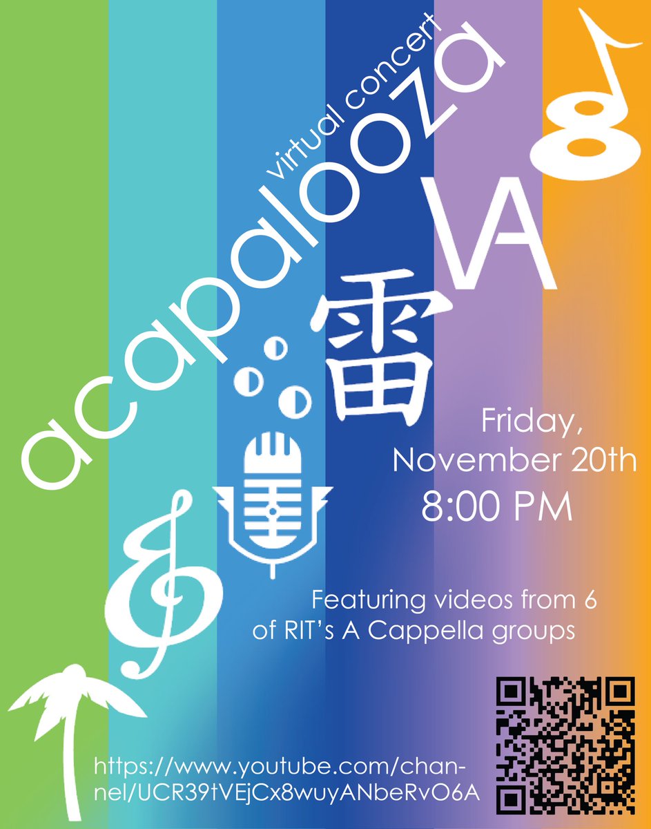 ACAPALOOZA virtual concert 🎈🎤

We’re excited to share that we have a virtual concert with our fellow a cappella friends on Friday at 8pm!!! Scan the QR code or go to the link in our bio to watch us perform! We hope to see you there 🥰🤍