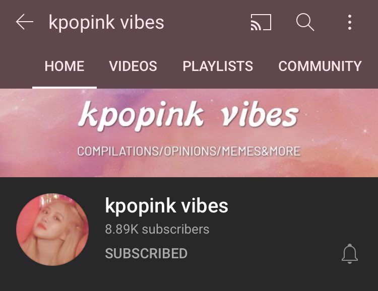 6. Recently got community tab so not much promo yet, but positive and wholesome content! Hasn’t been active much though so heads up.Channel: kpopink vibes