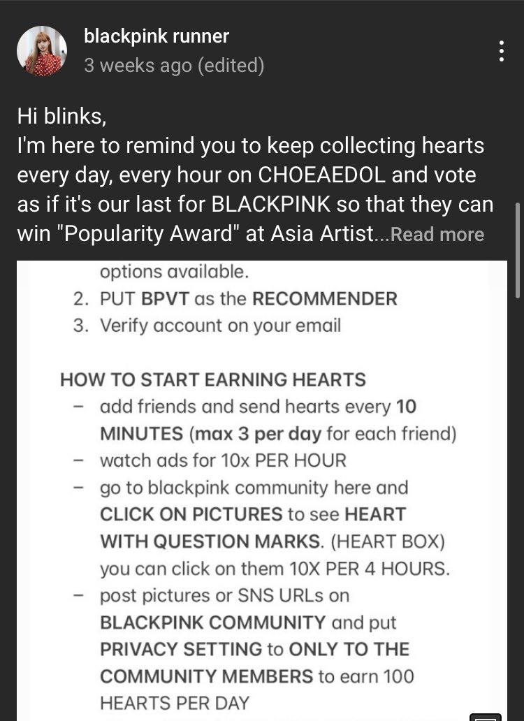 4. This person is VERY good on encouraging their subscribers to vote and stream, and gives out amazing Blackpink content!Channel: blackpink runner