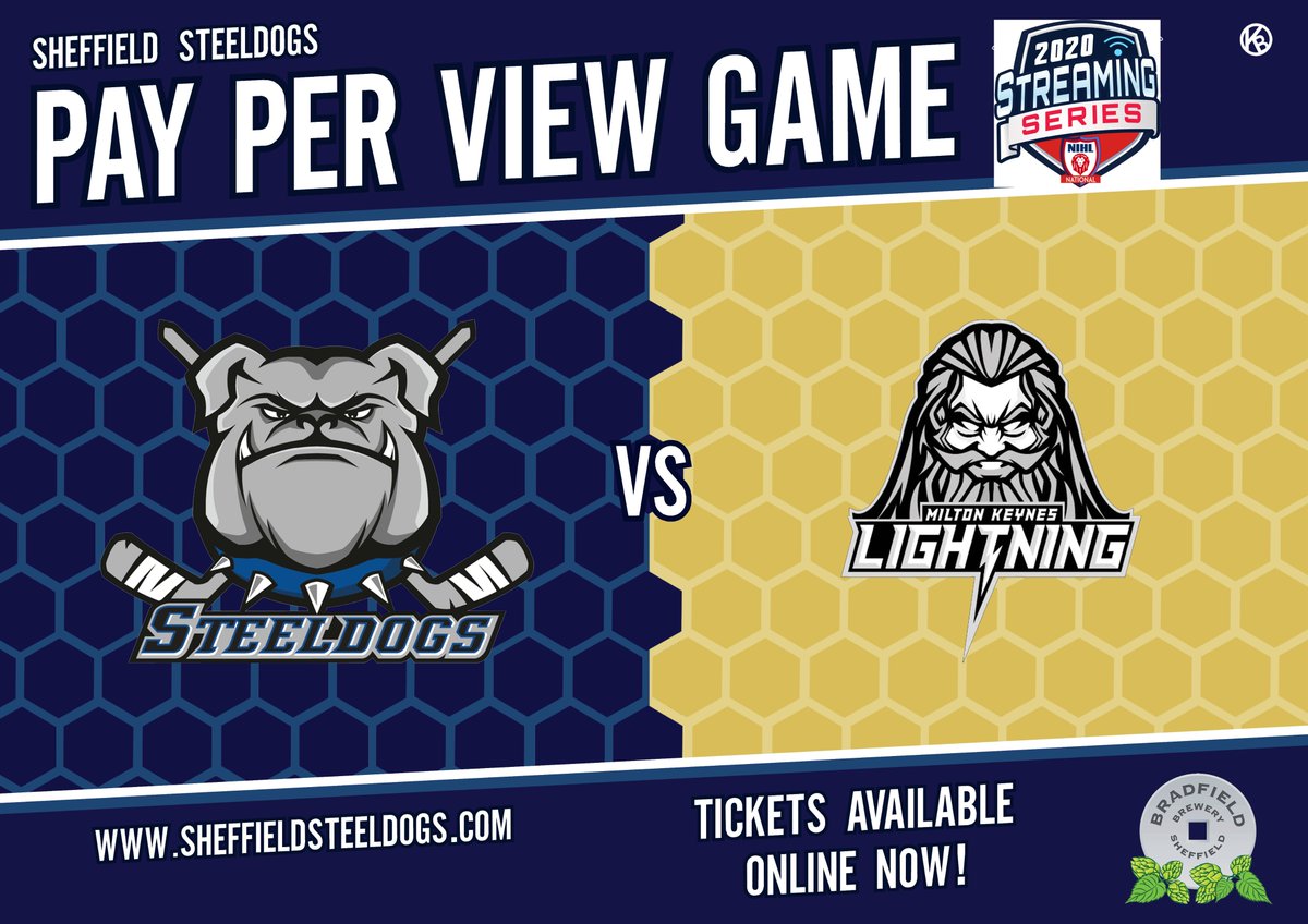 SteeldogsIHC's tweet photo. Our next home game in the Streaming Series is on Sunday November 29th against @MKLightningIHC 
Book your ticket now and be ready to enjoy another great game:
🎫 https://t.co/WIMJW8pmSx
@BradfieldBrew @TQenv @PuckStopUK @crosscheckuk https://t.co/xEngdN1vVF