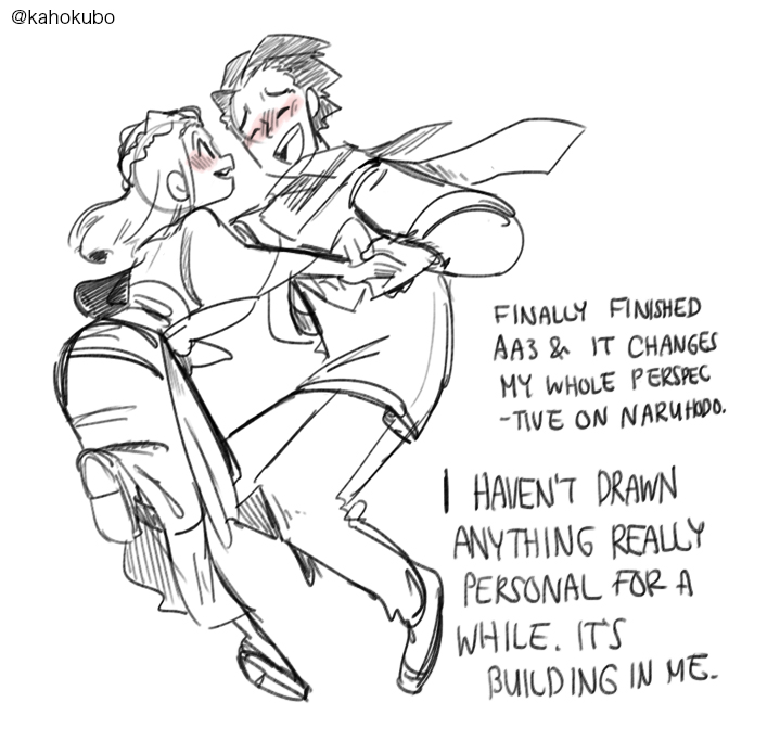I realized I still have a folder from two years ago that has like 200 really rough drawings of when I was just speed playing through Ace Attorney and Dragon Quest 8. Some doodles from there.