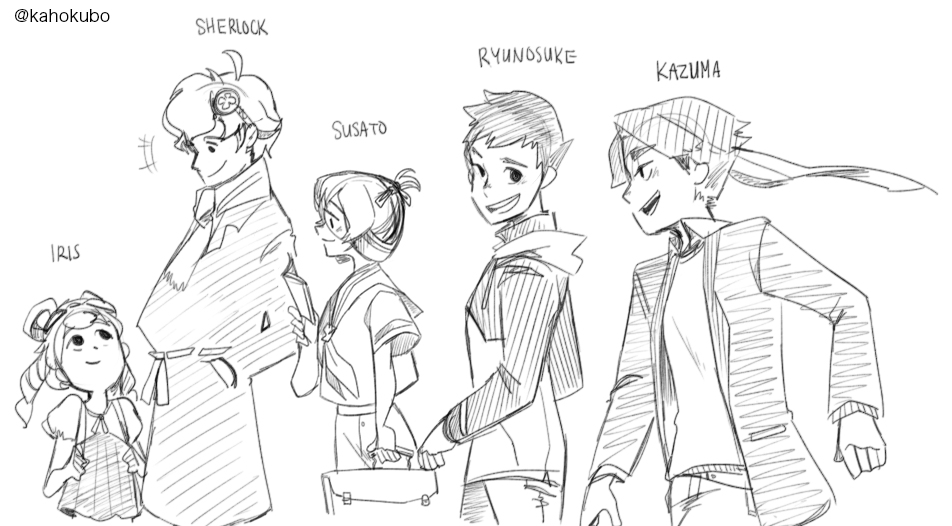 There were a bunch of AU doodles that I wasn't sure was OK to post.
1 AU was the DGS crew being older siblings to the AA crew.
Another AU was Odoroki being adopted with Minuki.
