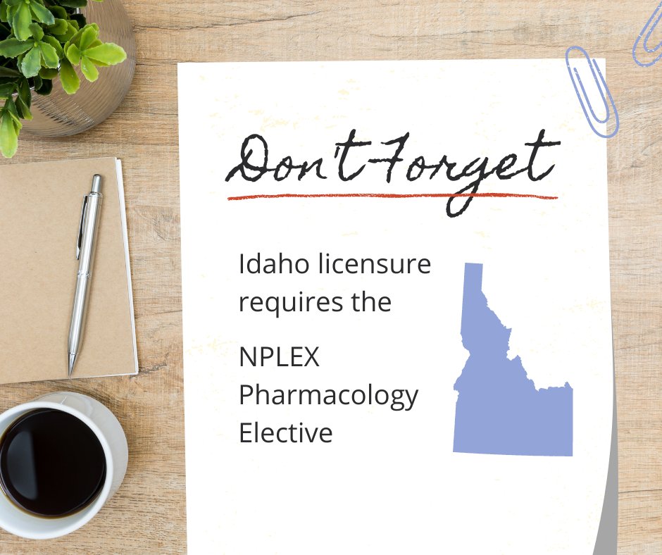 AANP's tweet photo. Getting licensed in Idaho? Be sure to sign up for the Elective Pharmacy portion of the NPLEX.
Registration Deadline: November 30.
Idaho licensure details: https://t.co/vdzhYgCbRb
#NPLEX #naturopathic https://t.co/rgR9jY4054