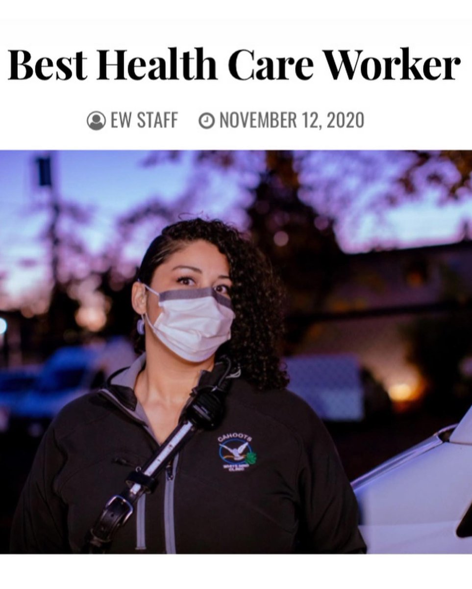 WhiteBirdClinic's tweet photo. In the annual @eugeneweekly Best of 2020, @cahoots_wbc won best non-profit and best service for the homeless. Ebony Morgan, program coordinator and RN won best healthcare worker. Thank you Eugene, we are humbled as ever. Let’s keep our hearts open and these vans rolling. 🚐🕊 https://t.co/GSYHSY2QLW