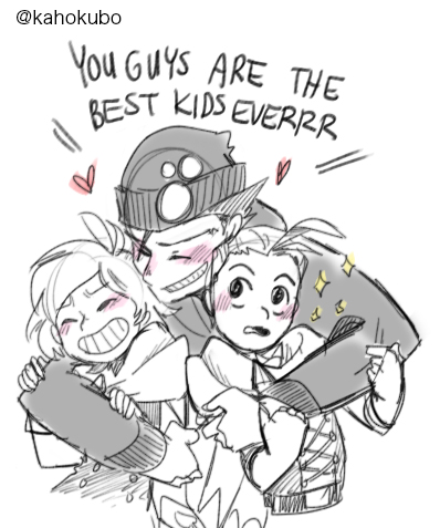There were a bunch of AU doodles that I wasn't sure was OK to post.
1 AU was the DGS crew being older siblings to the AA crew.
Another AU was Odoroki being adopted with Minuki.