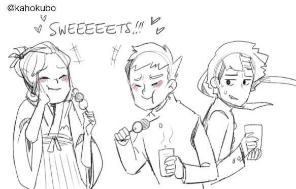 There were a bunch of AU doodles that I wasn't sure was OK to post.
1 AU was the DGS crew being older siblings to the AA crew.
Another AU was Odoroki being adopted with Minuki.