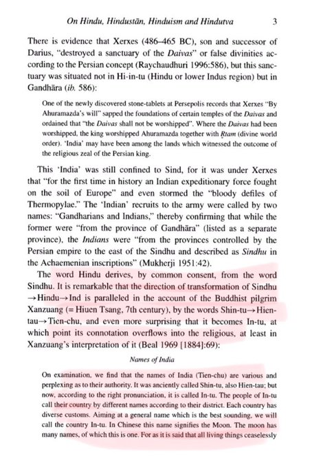 6/n Ref: On Hindu, Hindustān, Hinduism and Hindutva by Arvind Sharma & Numen, Vol. 49, No. 1 (2002), pp. 2-5The term 'Hindu' in these ancient records is an ethno-geographical term & didn’t refer to a religion. There many such references.Hence, HINDU~INDIAN (check snippets).