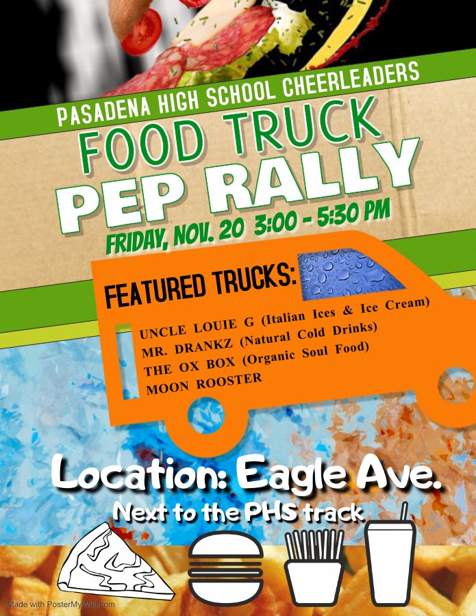 pasadenacheertx's tweet photo. Food truck rally this Friday! Open to students, staff, and the community. https://t.co/Q0kbzpecxY