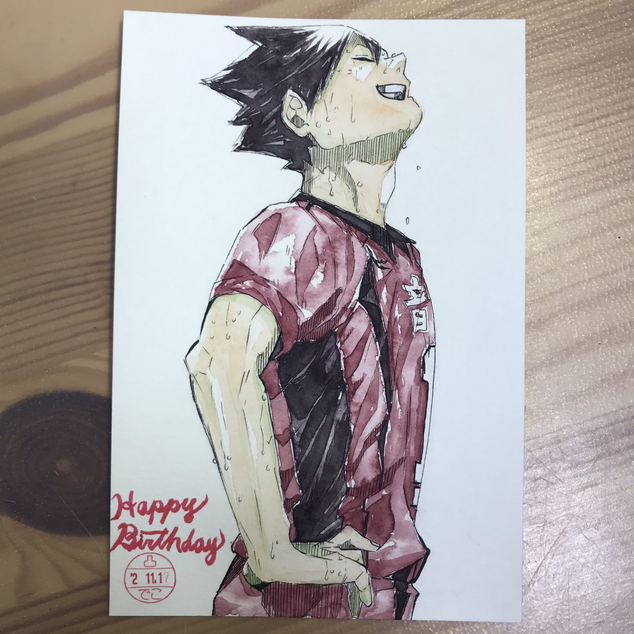 でこっち 凸がき スケッチブック 模写修行 ハイキュー ハイキュー好きな人と繋がりたい ハイキューイラスト 黒尾鉄朗 黒尾鉄朗誕生祭 水彩画イラスト クロおめでとう 大人になったクロがホントカッコいいんや 怪しいけど T
