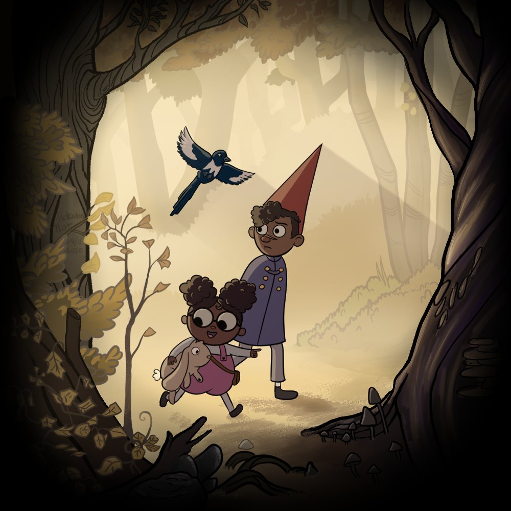 HoundOfMunster's tweet photo. It was awesome working on these illustrations for @AudireZ's first edition, focusing on @thepenumbrapod! I've drawn Queen Mira taking a moment of well earned rest and an OTGW AU of the Junoverse with Juno, Rita, Peter-the-magpie, and Small Fry!

#thepenumbrapodcast #secondcitadel https://t.co/0mDVstN4bW