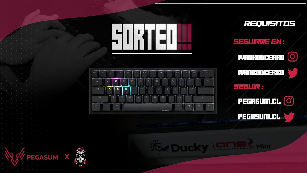 ivankodcerro's tweet photo. SORTEO INTERNACIONAL DE TECLADO Ducky One 2 Mini 

Requisitos (obligatorios)

#1 Dar Like y Rt 

#2 Seguirme en:
Twiitter: @ivankodcerro
Instagram: https://t.co/rHyezvB9tX

#3 Seguir a pegasum en:
Twiiter: @PegasumCL
Instagram: https://t.co/ns0agtUquf

FINALIZA EL 26/11/2020

GL https://t.co/ixAijynPwx