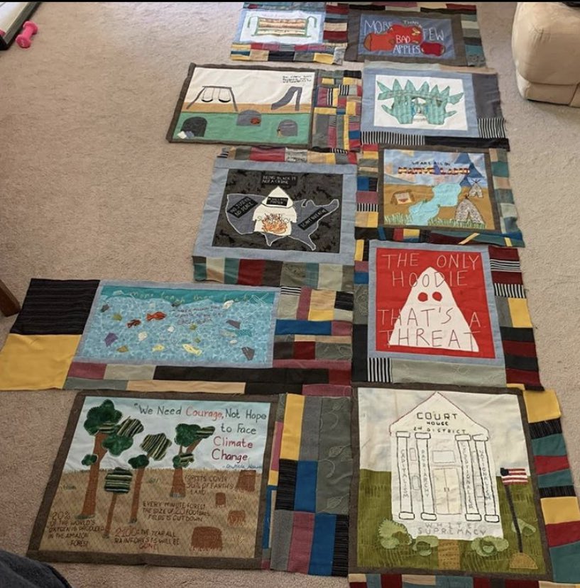 #community #communityquilt #sewing #BlackOwned #art #ArtForACause #BlackLivesMatter #artivism #GunControlNow #climatechange #NativeAmericanHeritageMonth #SocialJustice