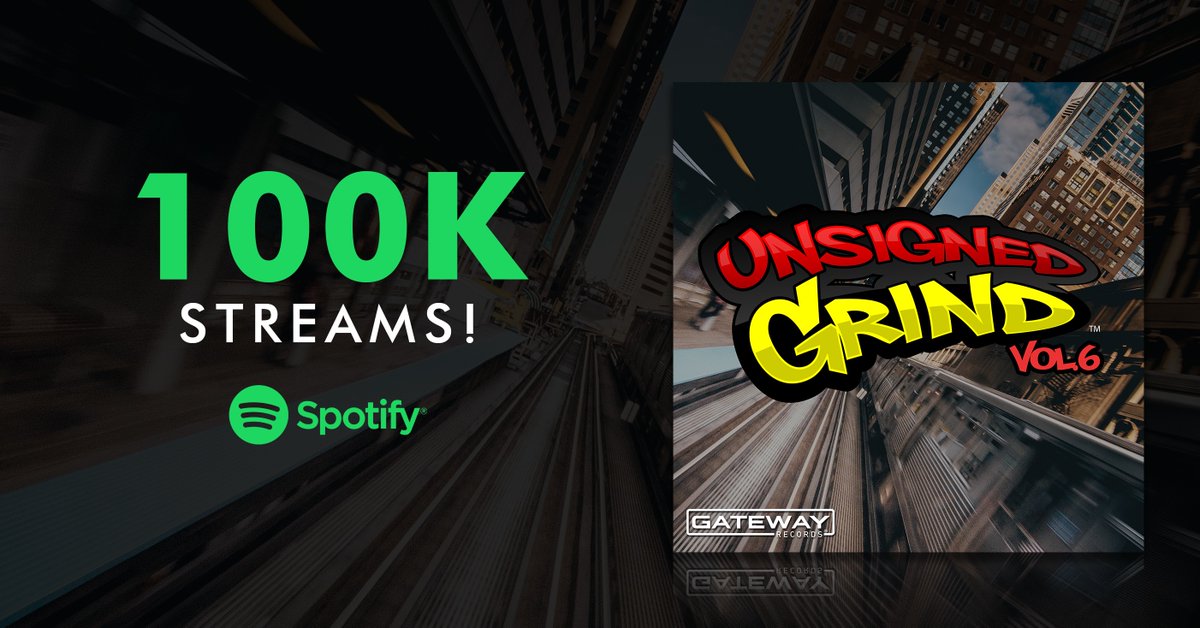 GatewayRecords's tweet image. Taking a moment to celebrate @UnsignedGrind Volume 6 - this record just swooped past 100k streams on @Spotify and we couldn't be more proud.

Discover your next new favorite rapper... with Unsigned Grind. #UnsignedGrind - #GatewayRecords