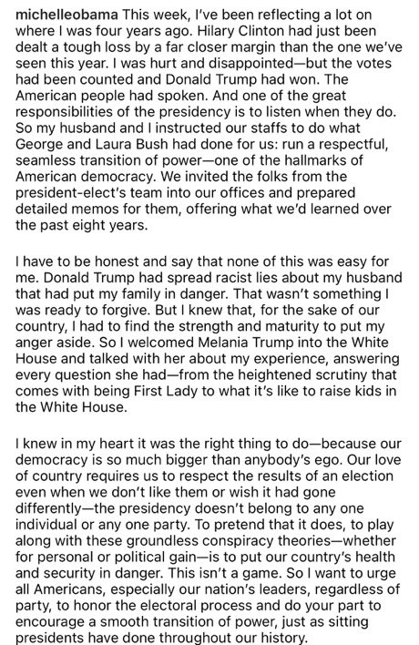 jemelehill's tweet image. Michelle Obama had to play nice with racists out of a sense of duty and honor. Meanwhile, Donald Trump is having a fucking temper tantrum about an election HE LOST and Republicans are pandering to it. This is what it means to be black in America. We have to be better. They don’t.