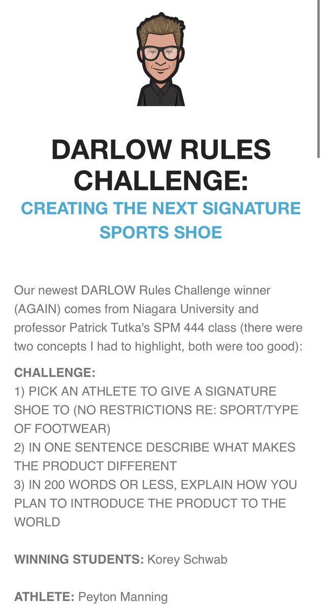JeremyDarlow's tweet photo. 💡The Darlow Rules Challenge (11/16/2020):

{CHALLENGE: CREATE and LAUNCH the next signature shoe.}

See what @koreyschwab from Niagara professor @pmphd23’s class came up with!! 

Congrats, Korey! 

P.s. one of my favorite concepts to date. LOVE IT. https://t.co/5S6sEVSLCd