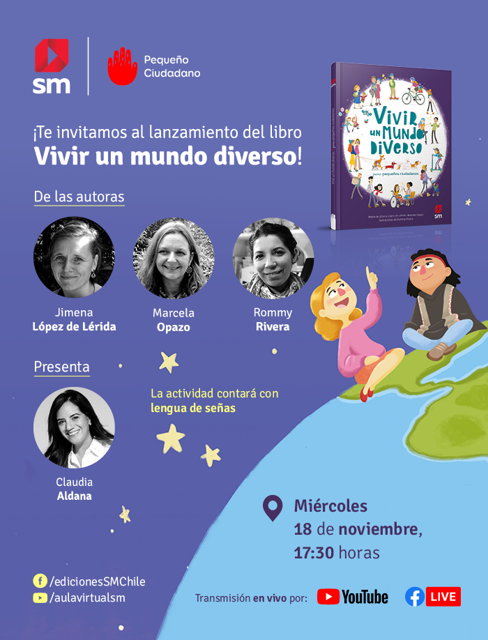 Ediciones_SM's tweet photo. Además, no te pierdas el lanzamiento oficial de 𝙑𝙞𝙫𝙞𝙧 𝙪𝙣 𝙢𝙪𝙣𝙙𝙤 𝙙𝙞𝙫𝙚𝙧𝙨𝙤 este miércoles 18 de noviembre, a las 17:30 horas. ¡Hablemos de inclusión, diversidad y respeto en Chile! 🌎 💕
👉 https://t.co/WdemhU4Djh
👉 https://t.co/slx3Kau2Sz
#VivirUnMundoDiverso https://t.co/3iNDVyTmft