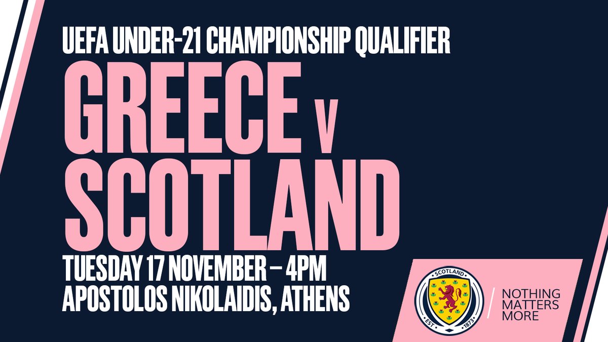 ScotlandNT's tweet photo. It’s matchday for #SCO21s

🆚 Greece v Scotland
🏆 @UEFAUnder21 Qualifier
🕖 4pm
📍 Apostolos Nikolaidis 
📺 Live on @PremierSportsTV 
➡️ Match preview: https://t.co/eYzoOK3Z0j

#YoungTeam https://t.co/O5cYgMtA8g