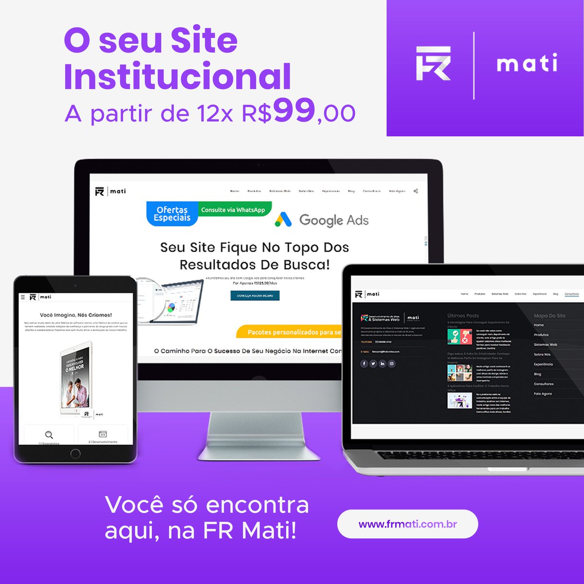 DigitalFabbri's tweet photo. O seu Site Institucional a partir de 12x R$ 99,00 você só encontra aqui, na FR Mati!

Entre em contato conosco, nós queremos conhecer mais sobre o seu projeto!

Nosso site: https://t.co/ngOLAmiA6d
Nosso WhatsApp: (11) 98984-5372. 
Esperamos por você! https://t.co/BbOMXpUs4f