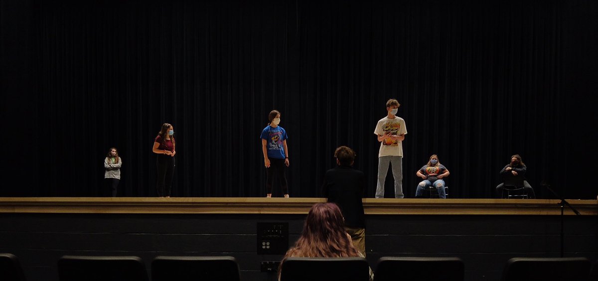 fallplay_tj's tweet photo. Here are some more pictures taken by @nathanmtle from fall play rehearsal! The cast members are hard at work to make these shows great! #WErTJ #TJHSPR https://t.co/WRNyGShn7T