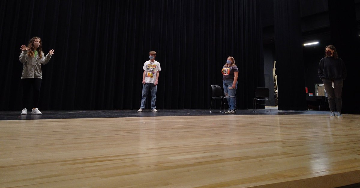 fallplay_tj's tweet photo. Here are some more pictures taken by @nathanmtle from fall play rehearsal! The cast members are hard at work to make these shows great! #WErTJ #TJHSPR https://t.co/WRNyGShn7T