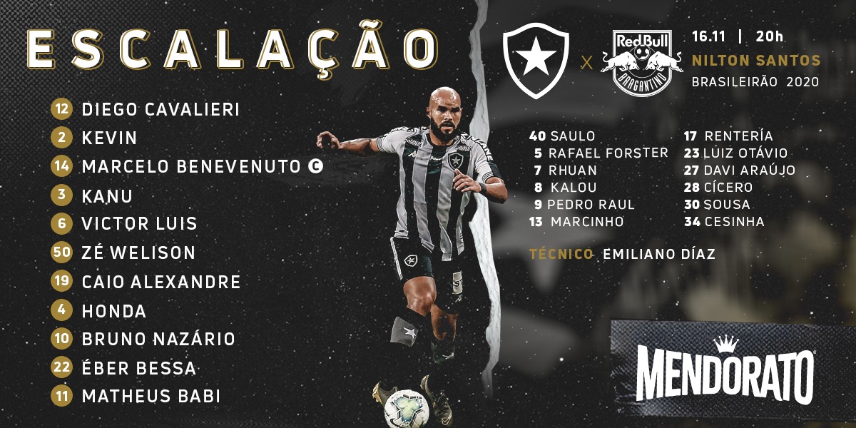 bilularj's tweet photo. ⚽️ @Botafogo x @RedBullBraga 
🏟️ Nilton Santos
⏰ 20:00
🏆 @Brasileirao 
📺 @canalpremiere 

📋 Times escalados https://t.co/SEnFiBcI8K