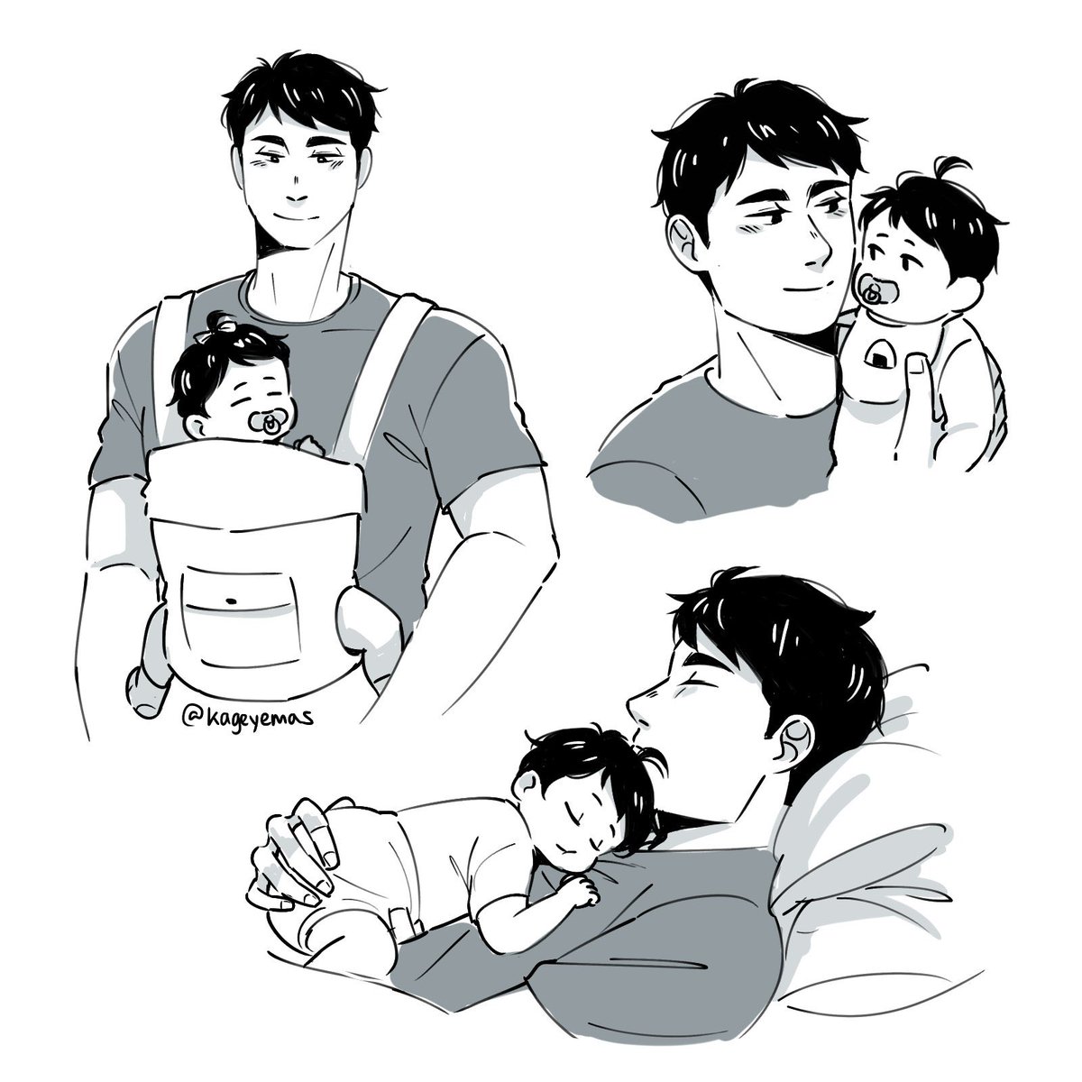 i wanted to see osamu wear a baby carrier so heres a self-indulgent single dad osamu AU! (feat. uncle atsumu) ?

#haikyuu #osamu 