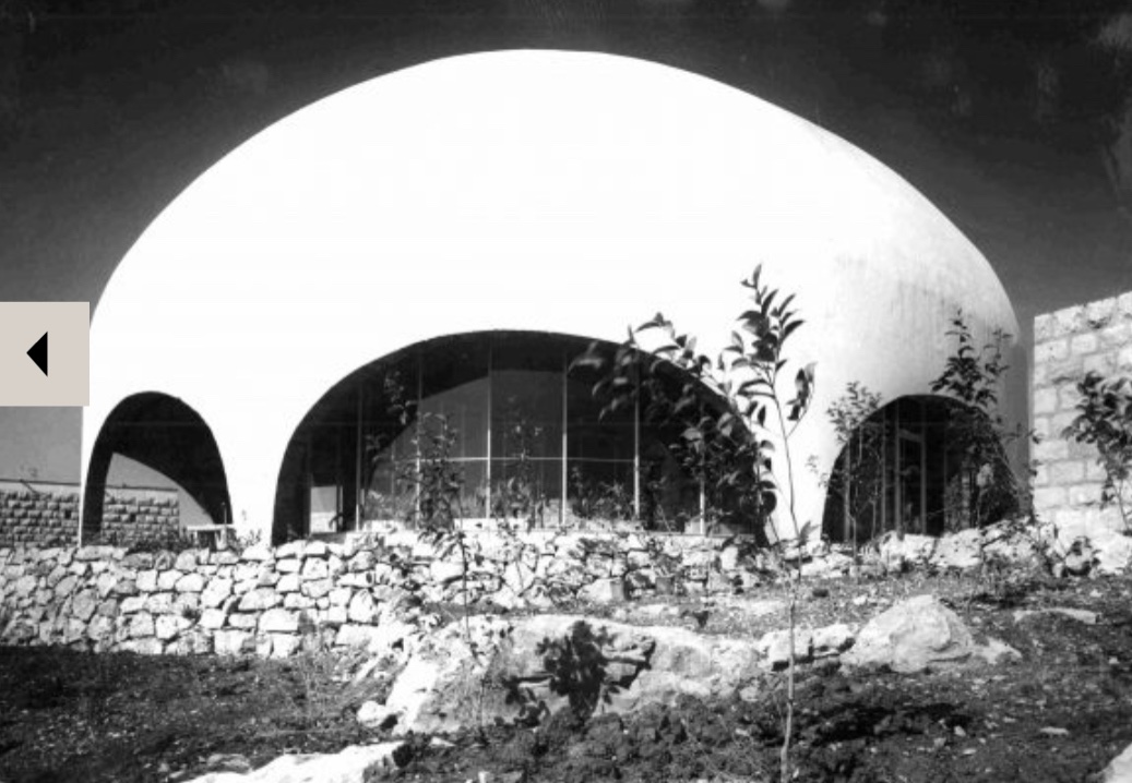 This is the adorable Rabbi Goldstein Synagogue in Jerusalem, by Heinrich Heinz Rau and David Reznick from 1957, which featured on an Israeli stamp in 1975. Click the link for an excellent article on it by Timothy Brittain Catlin on the  @C20Society website  https://c20society.org.uk/building-of-the-month/israel-goldstein-synagogue-givat-ram-campus-of-the-hebrew-university-jerusalem-israel#dismiss-cookie-notice