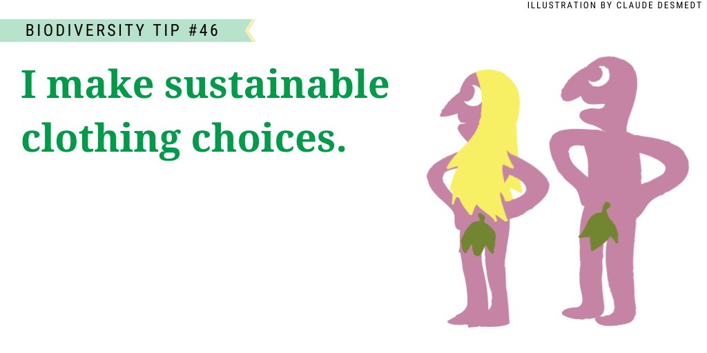 UNBiodiversity's tweet photo. This month, our #BiodiversityTips focus on #biodiversity &amp; #climate!

Tip 4️⃣6️⃣: I make sustainable clothing choices

We can all do our part to combat #ClimateChange &amp; support biodiversity by shopping responsibly.

Adapted from a @EU_Commission publication:
https://t.co/HMgSSeUOAB https://t.co/fu25bok37q