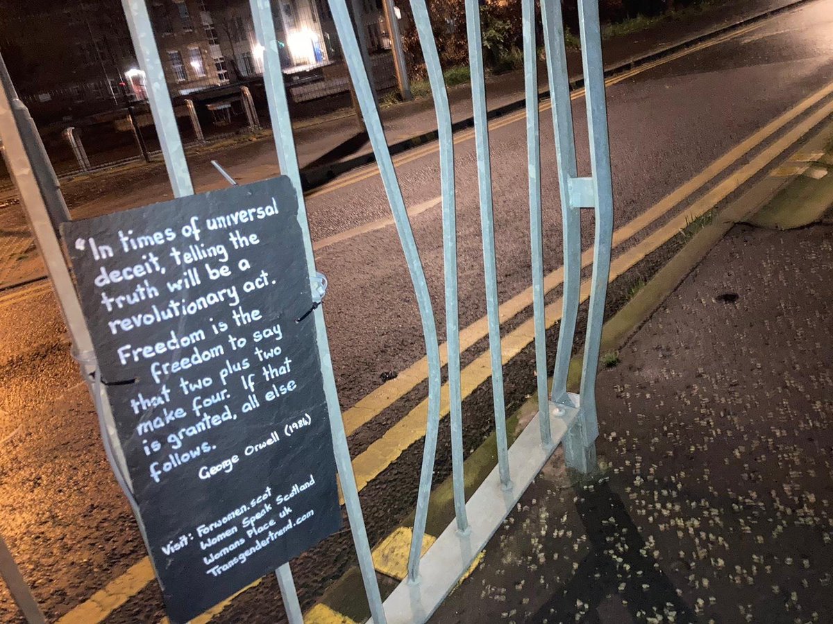 Outside a Primary school, Portobello :  #WomenWontWheest (Note: NO creationists were involved in the placement of this slate message, but there were real feminists), Side 1