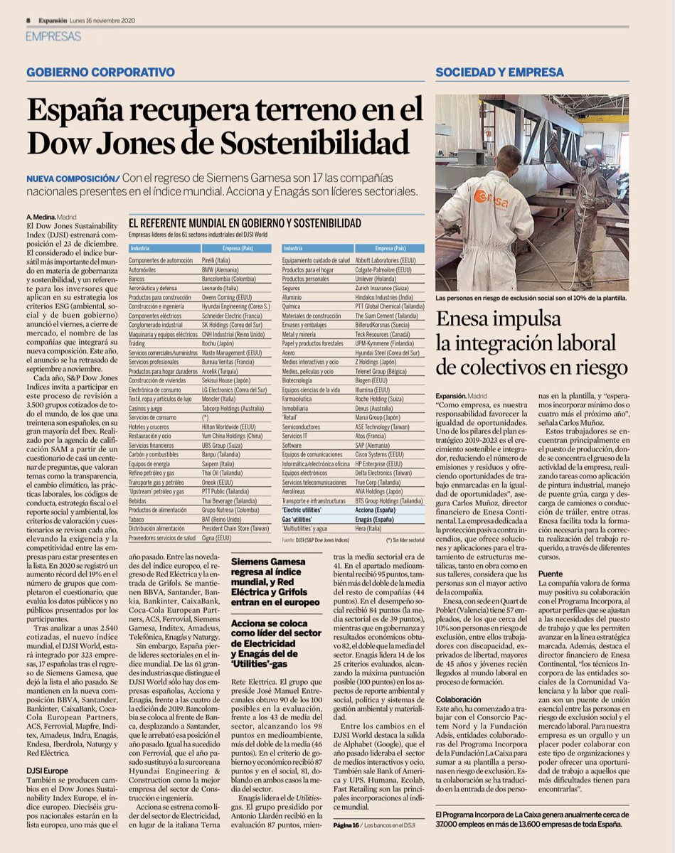 CompOrgADE's tweet image. Coneixeu el Dow Jones Sustainability Index (DJSI)? Sabeu quines empreses en formen part? #CompOrg20