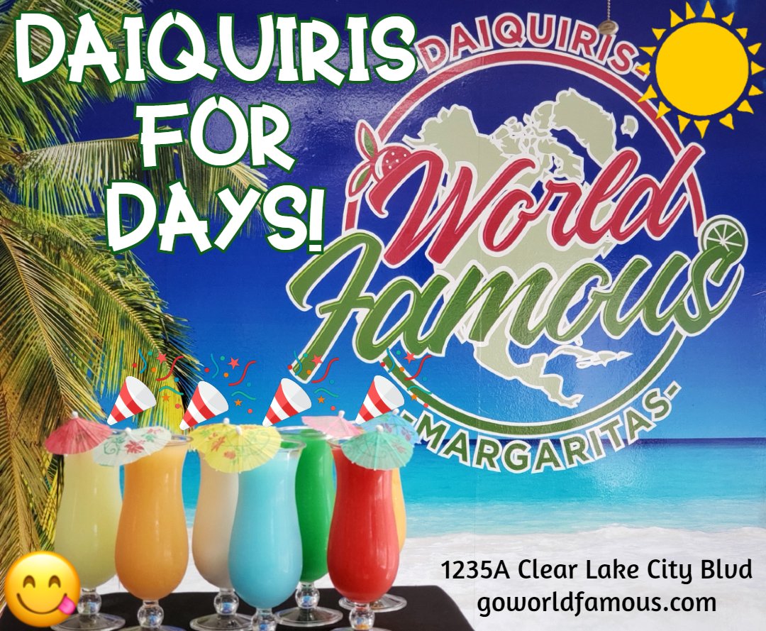 GoWorldFamous's tweet photo. We've got daiquiris for days! (And nights!) #goworldfamous https://t.co/kQhzIStNSC