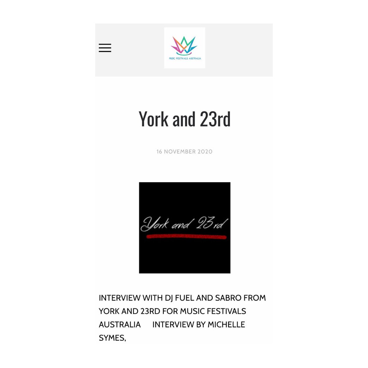 .<a href="/yorkand23rd/">York and 23rd</a> caught up with <a href="/musicfestivalau/">Music Festivals Australia</a> to chat about their NEW track: ‘Do You Think About Me’ Out Now via <a href="/PumpingRecords/">Pumping Records</a> 🇦🇺🎶🎤 <a href="/thedjfuel/">Dj Fuel</a> <a href="/sabro_official/">Sabro</a> 
Read Here: musicfestivalsaustralia.com/news/yorkand23…