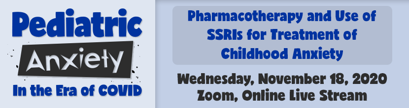 The final session of the Pediatric Anxiety in the Era of COVID series is 11/18/20 at 12 PM EST. Dr Cori Green (Weill Cornell Medical) will present on "Pharmacotherapy and Use of SSRIs for Treatment of Childhood Anxiety". To learn more and register, visit cecentral.com/live/19031.