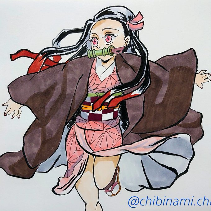 みつりさん🦖I❡さんがTwitterに投稿した竈門禰豆子(鬼滅の刃)のイラスト。