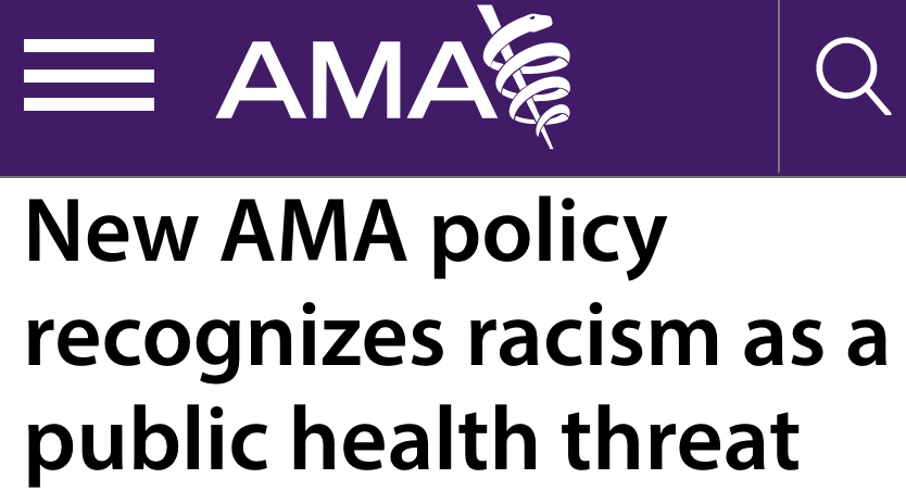 ddiamond's tweet photo. The American Medical Association formally recognizes racism as a public health threat, vows to work on “dismantling racist policies and practices across all of health care.” https://t.co/1FW6DWJ4rY https://t.co/I7TsVy7j77