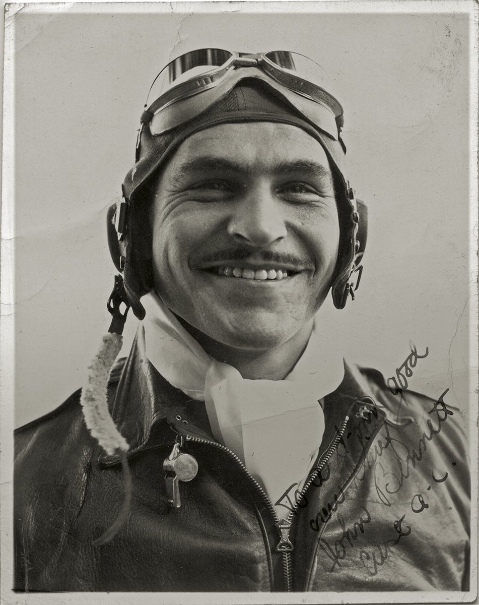 MissHelenP51's tweet photo. The first in the series is Major John R. "Muscles" Bennett, in a photo gift to his Crew Chief signed "To a d-mn good Crew Chief, John Bennett, Capt. A.C." https://t.co/hgUCNmhxlx