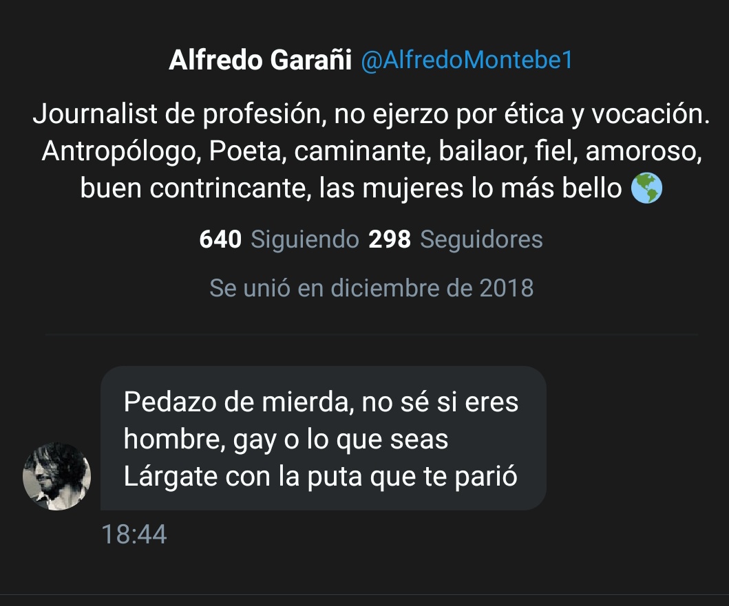ZangiefDelCSKA's tweet photo. Según la bio, muy poeta no sería. Si es antropólogo, sabría que si soy hombre, podría ser gay y viceversa. Y al meterse con mi mamá occisa, muy amoroso no suena.
#psicoalert https://t.co/JO7JSePlFd