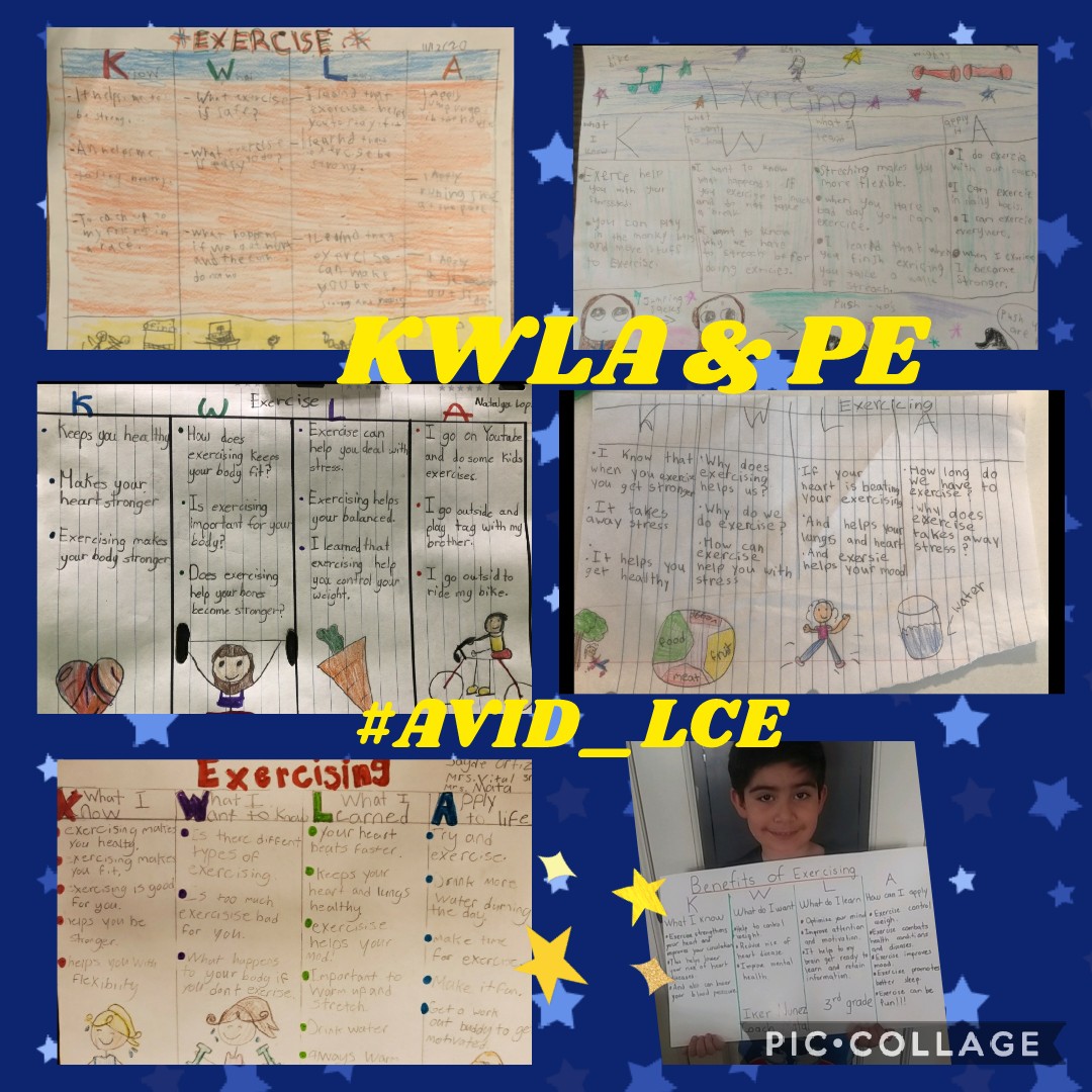 Eherna_LCES's tweet photo. Not only are we helping our students exercise their bodies but their minds as well 🤓 ! Our third grade students put in some AVID work last week and I couldn't be more proud! Benefits on Exercising! Nothing but shooting stars at 🌠 Lujan Chavez ES 🌠 #AVID_LCE  @LChavez_ES https://t.co/oHYGLBxvK4
