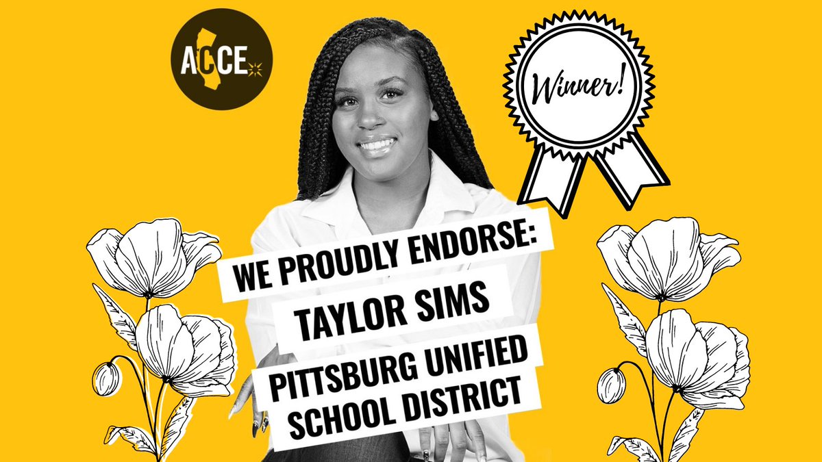 Congratulations, Pittsburg Unified School District Board Member-elect Taylor Sims! ACCE members are looking forward to working with you to ensure that our kids have the resources they need, and are protected and supported through this pandemic. <a href="/TaylorSims4PUSD/">Taylor Sims</a>