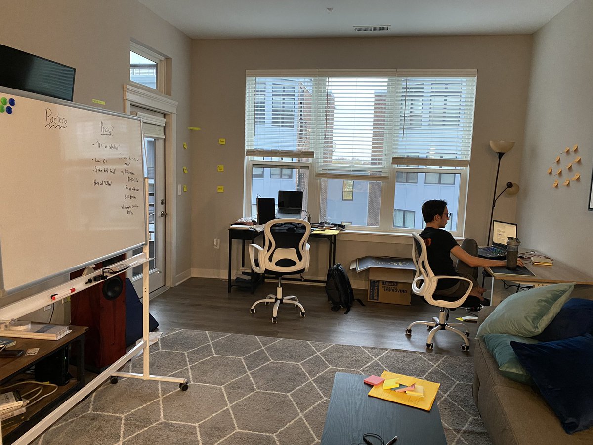 Cue a unique startup environment.We were cofounders...1) from different continents2) who had ever met in person3) who now were coliving in the same bedroom4) in a small Midwestern city (Carmel, Indiana) 5) during a pandemic