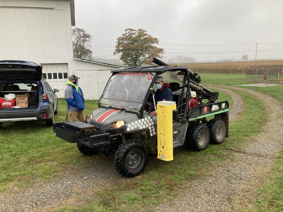 ati_witter's tweet photo. After taking a social media break, I’m going to ignore  my own rule of 1 tweet per day.  Other things our @OhioStateATI crops students have been up to: 1)Drill wheat, 2) Testing meters 3)Fall spraying, and 4) Soil sampling.

Check out the sweet @OhioCornWheat soil sampler! 🤩 https://t.co/J5OY5VhdBG