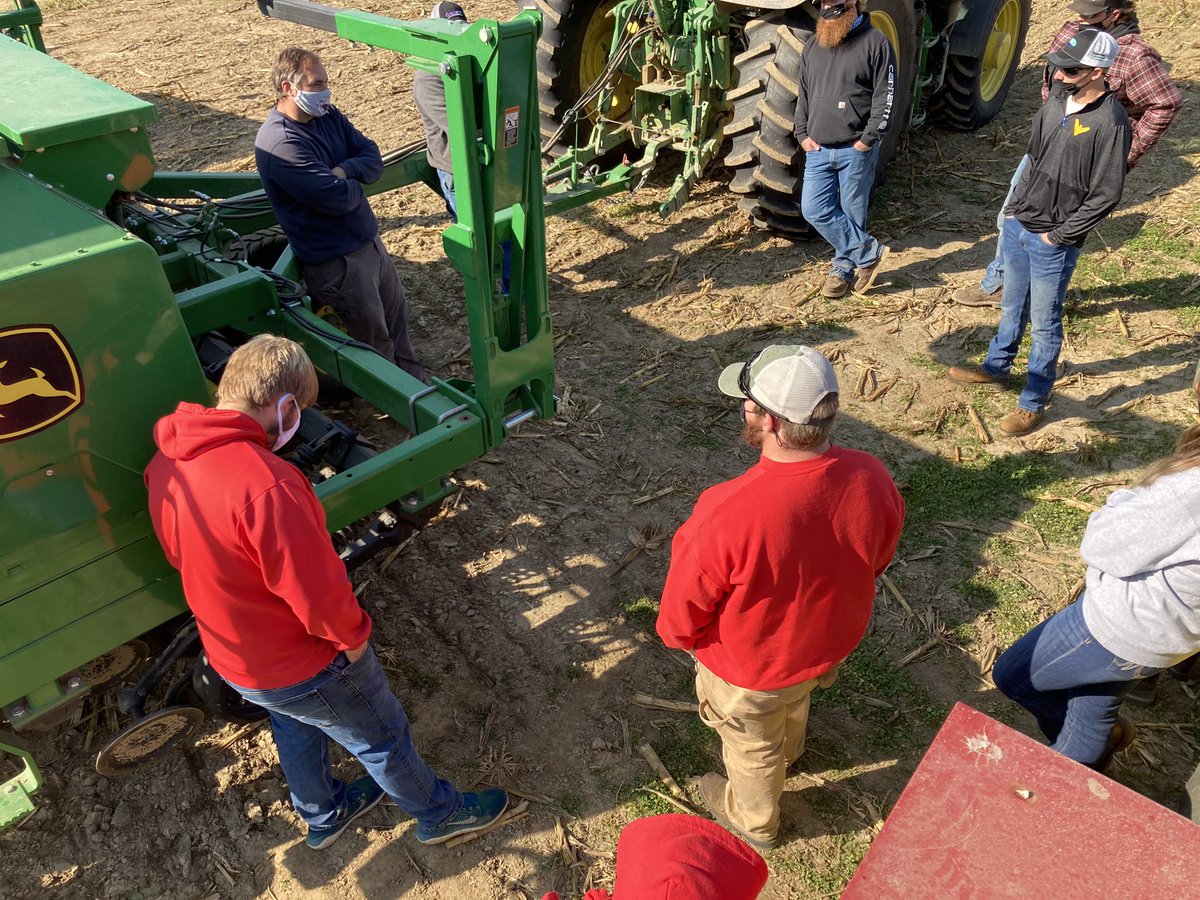 ati_witter's tweet photo. After taking a social media break, I’m going to ignore  my own rule of 1 tweet per day.  Other things our @OhioStateATI crops students have been up to: 1)Drill wheat, 2) Testing meters 3)Fall spraying, and 4) Soil sampling.

Check out the sweet @OhioCornWheat soil sampler! 🤩 https://t.co/J5OY5VhdBG