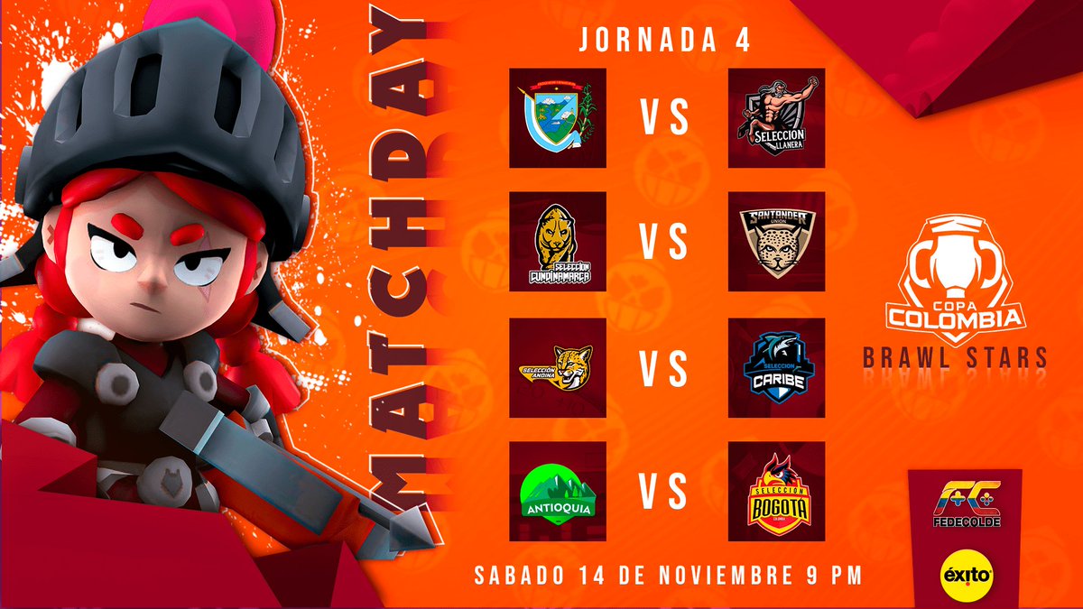 📆 | MATCHDAY JORNADA 4

Una nueva jornada, la cual promete ser de las mejores y de las mas decisivas para el rumbo del campeonato.

Caster: <a href="/tecnobarat/">Tecnobarat</a> 
Directo: facebook.com/copacolfedecol…

Organiza <a href="/fedecoldeNal/">Federación Colombiana de Deportes Electrónicos</a> 
Patrocina <a href="/almacenesexito/">Éxito®</a>