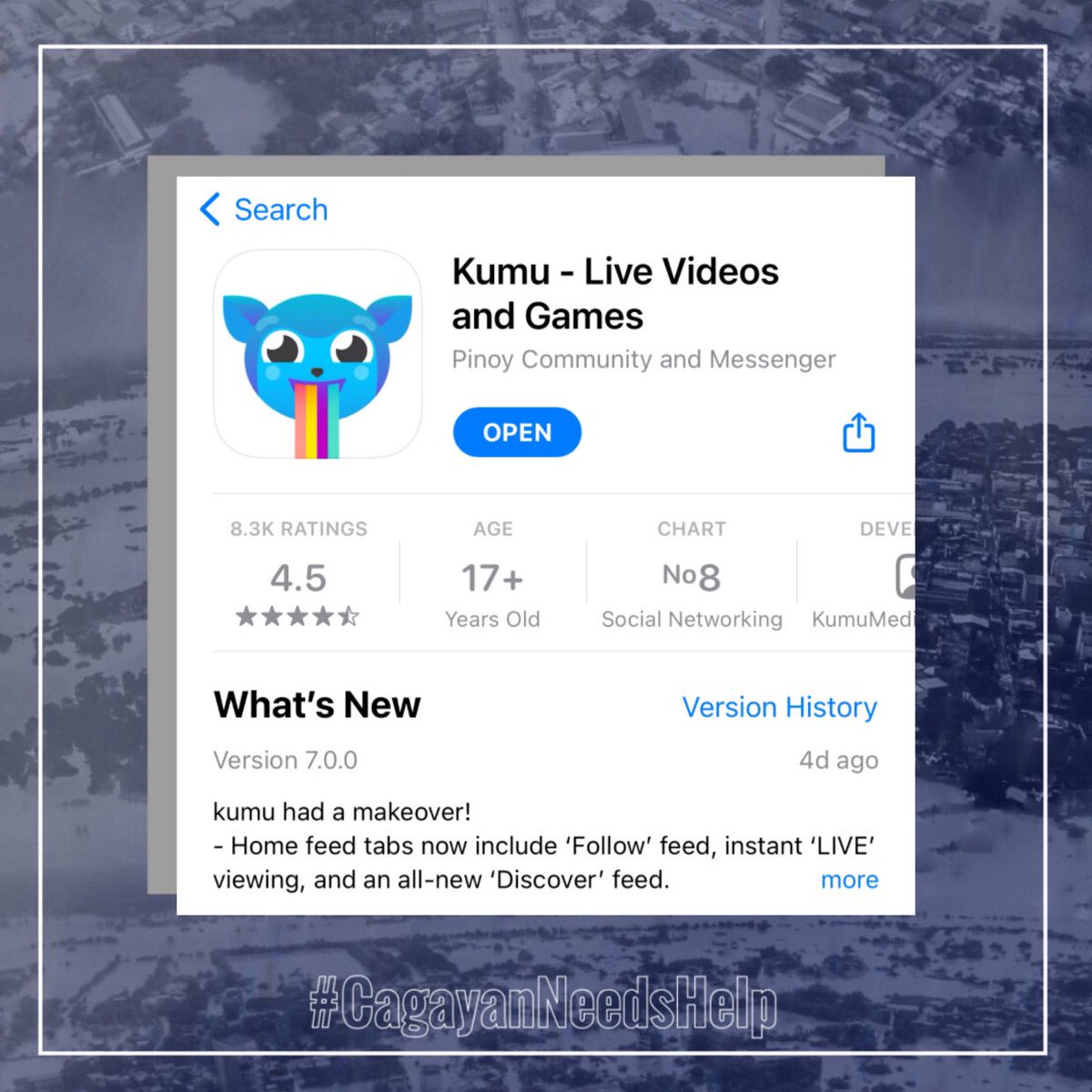 pamlovesodyjae's tweet photo. LIVE FOR A CAUSE⚠️
where: on kumu app
kumu accounts:
Oliver - @jhanamariell
Ady - @trizzapamela
Benjie - @rianneuh
Kyle - @aeyacelestine 

#CagayanNeedsHelp
#LiveForACause
#ulyssesph https://t.co/jZTgvcyHXt