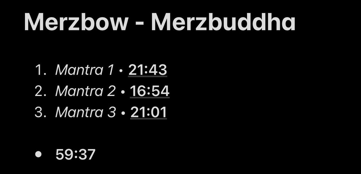 82/108: MerzbuddhaA very atmospheric ambient noise album that is kinda relaxing. If you like studying to harsh noise it’s pretty good album to do that lmao. And just another thing... Gaddamn the cover is awfuuuuul, wtf Merzbow.