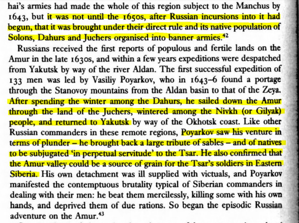 The northern Amur was never fully subjugated by the Chinese. The Dahurs practiced agriculture and built fortified towns. Many other Tungus were their vassals. Russians looked to expand into the Amur to supply Siberia with grain.