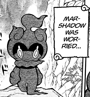 These are my favorite Marshadow manga pictures/pages. He really did received alot more in the manga over the actual anime. 